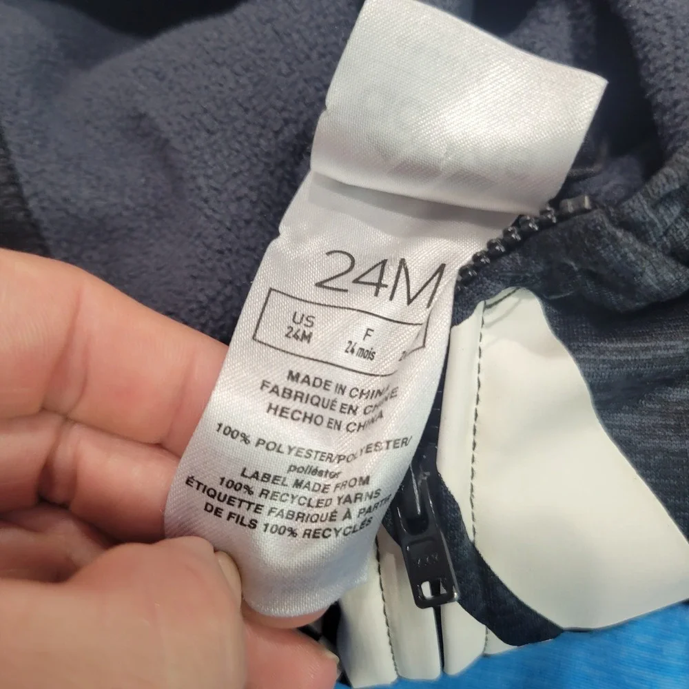 Adidas Hoodie Toddler Boys 24M Blue Gray Full Zip Fleece AG6441-AK10H-24M Sporty